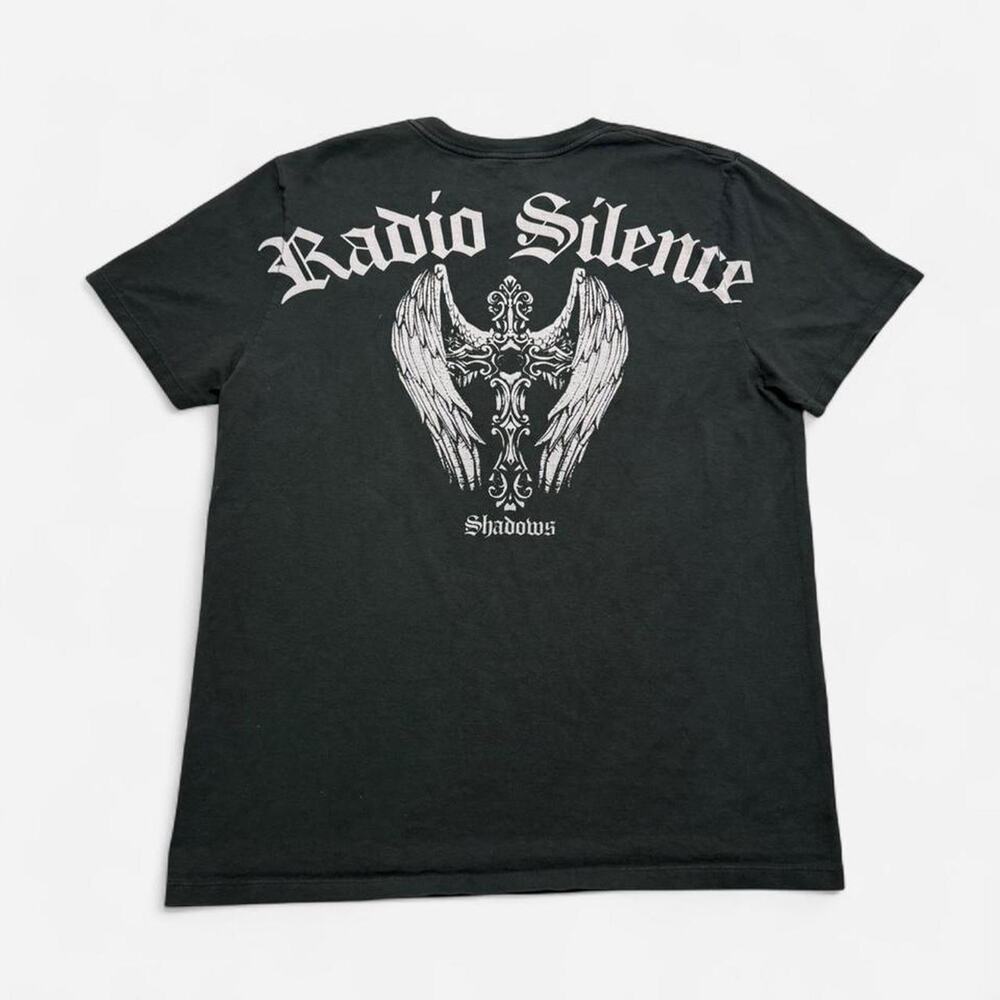John Galt Radio Silence Shadows Angel Wings Graphic T Shirt Men’s XL Black